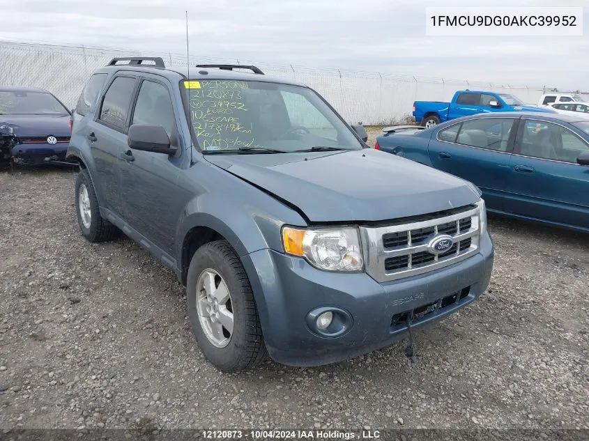 2010 Ford Escape Xlt VIN: 1FMCU9DG0AKC39952 Lot: 12120873