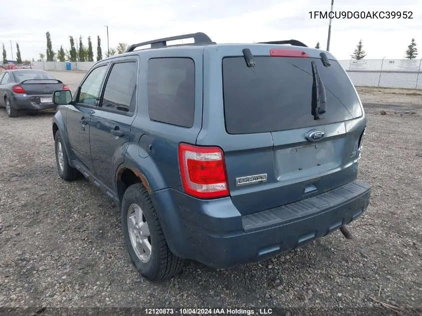 2010 Ford Escape Xlt VIN: 1FMCU9DG0AKC39952 Lot: 12120873