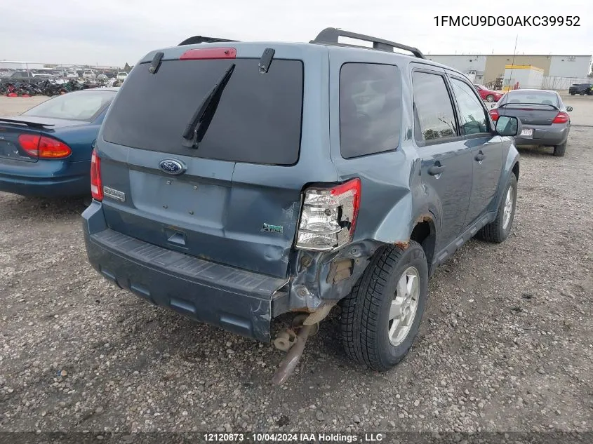 2010 Ford Escape Xlt VIN: 1FMCU9DG0AKC39952 Lot: 12120873