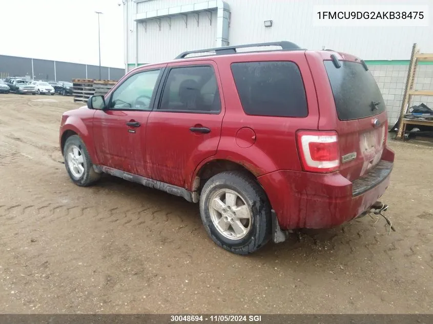 2010 Ford Escape Xlt VIN: 1FMCU9DG2AKB38475 Lot: 30048694