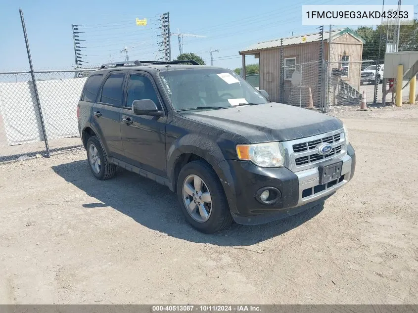 2010 Ford Escape Limited VIN: 1FMCU9EG3AKD43253 Lot: 40513087