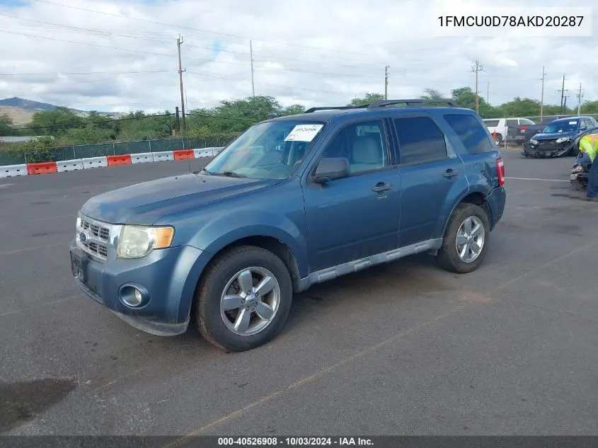 2010 Ford Escape Xlt VIN: 1FMCU0D78AKD20287 Lot: 40526908