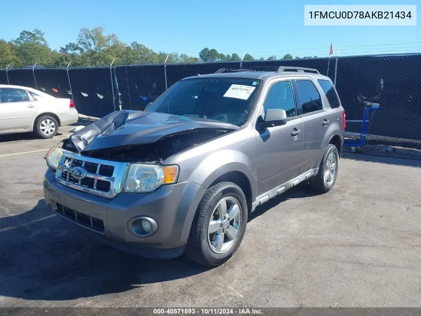 2010 Ford Escape Xlt VIN: 1FMCU0D78AKB21434 Lot: 40571593