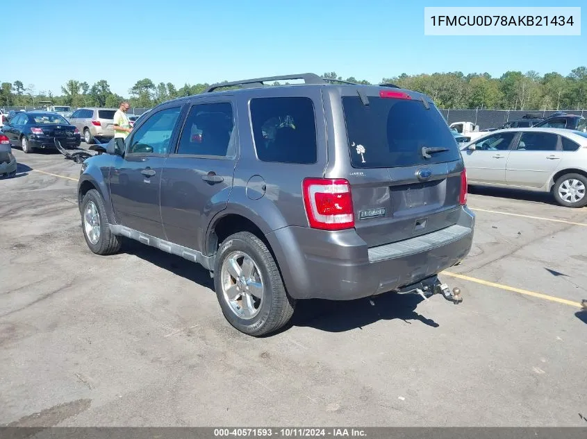 2010 Ford Escape Xlt VIN: 1FMCU0D78AKB21434 Lot: 40571593