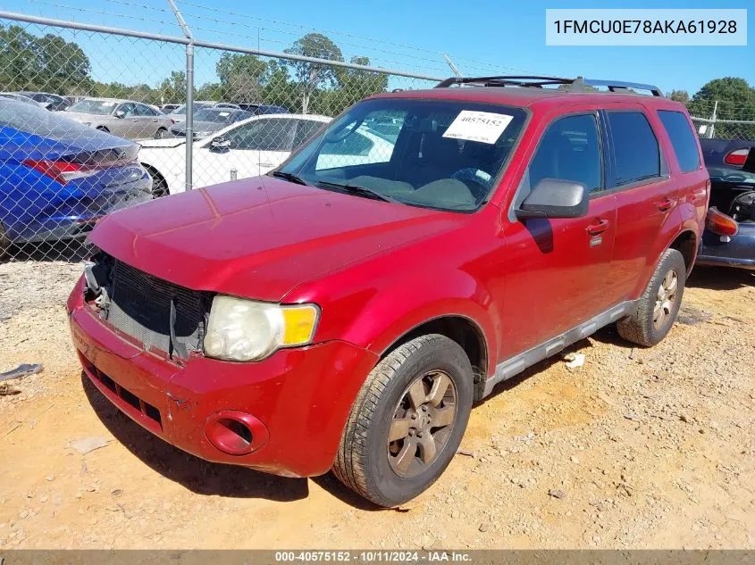 2010 Ford Escape Limited VIN: 1FMCU0E78AKA61928 Lot: 40575152