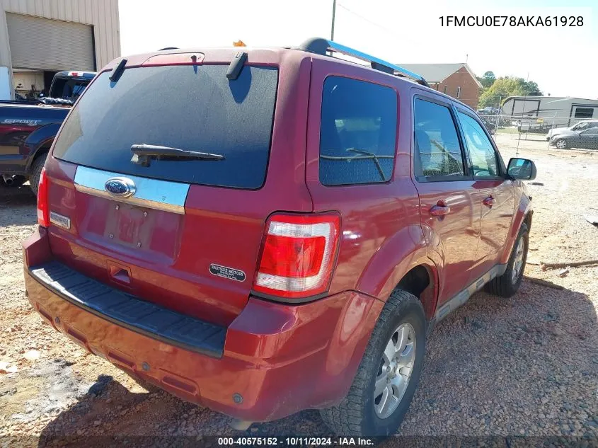 2010 Ford Escape Limited VIN: 1FMCU0E78AKA61928 Lot: 40575152