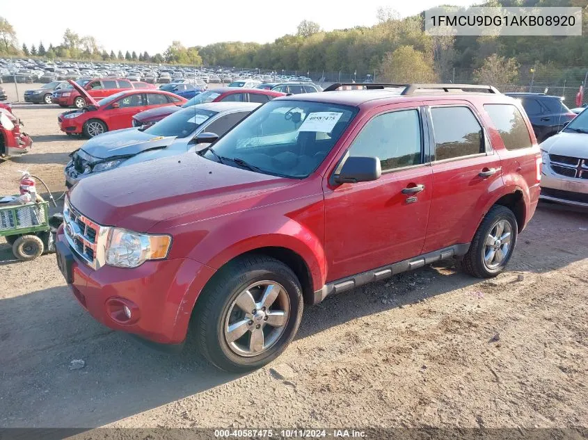 2010 Ford Escape Xlt VIN: 1FMCU9DG1AKB08920 Lot: 40587475