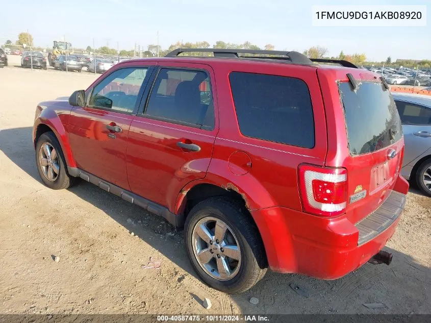 2010 Ford Escape Xlt VIN: 1FMCU9DG1AKB08920 Lot: 40587475