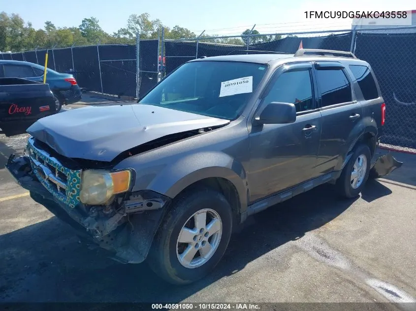 2010 Ford Escape Xlt VIN: 1FMCU9DG5AKC43558 Lot: 40591050