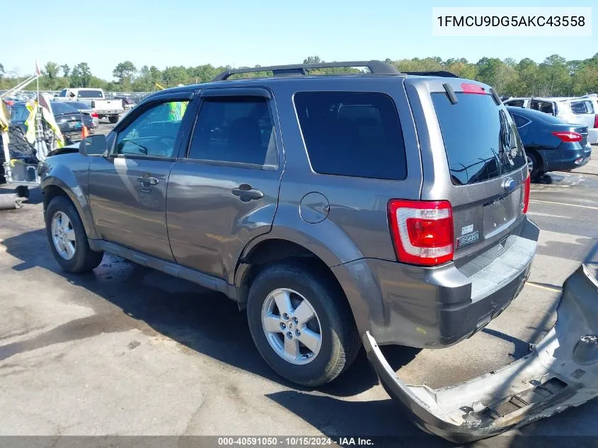 2010 Ford Escape Xlt VIN: 1FMCU9DG5AKC43558 Lot: 40591050