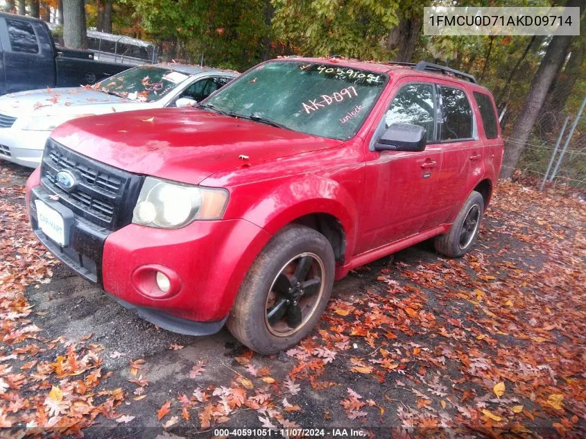 2010 Ford Escape Xlt VIN: 1FMCU0D71AKD09714 Lot: 40591051