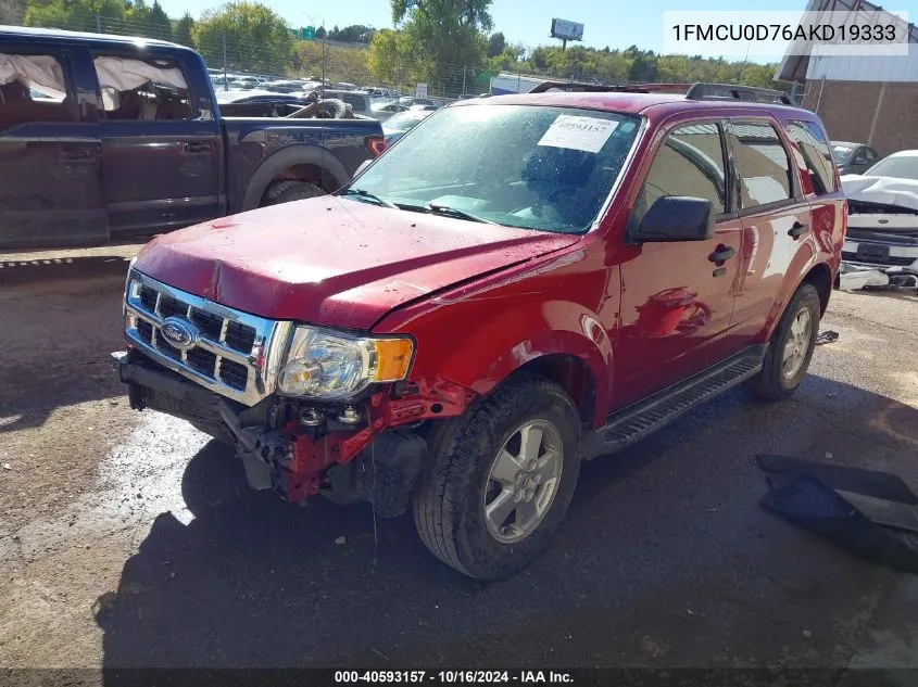 2010 Ford Escape Xlt VIN: 1FMCU0D76AKD19333 Lot: 40593157