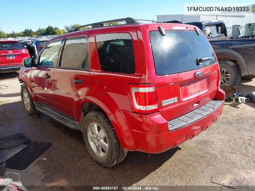 2010 Ford Escape Xlt VIN: 1FMCU0D76AKD19333 Lot: 40593157