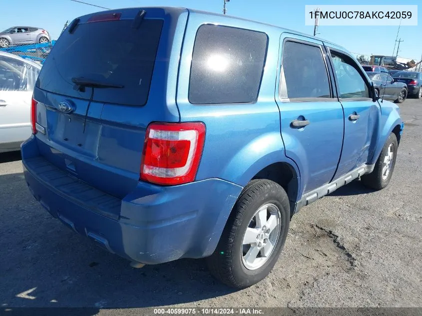 2010 Ford Escape Xls VIN: 1FMCU0C78AKC42059 Lot: 40599075