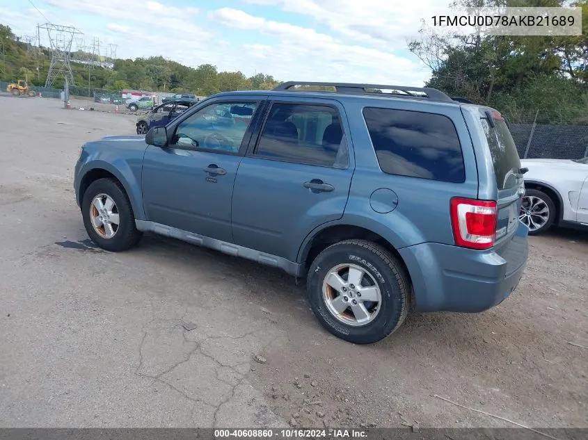 2010 Ford Escape Xlt VIN: 1FMCU0D78AKB21689 Lot: 40608860