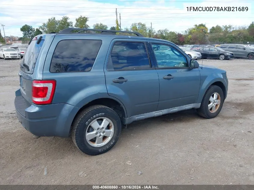 2010 Ford Escape Xlt VIN: 1FMCU0D78AKB21689 Lot: 40608860