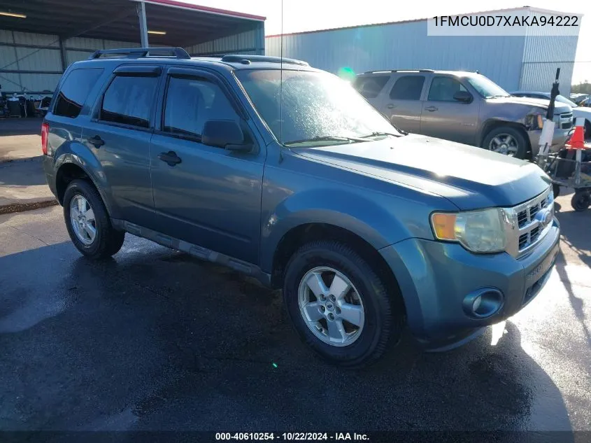 2010 Ford Escape Xlt VIN: 1FMCU0D7XAKA94222 Lot: 40610254