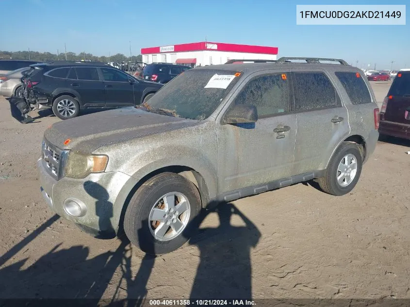 2010 Ford Escape Xlt VIN: 1FMCU0DG2AKD21449 Lot: 40611358