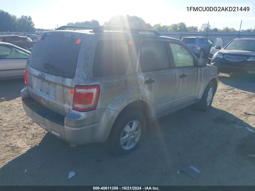 2010 Ford Escape Xlt VIN: 1FMCU0DG2AKD21449 Lot: 40611358