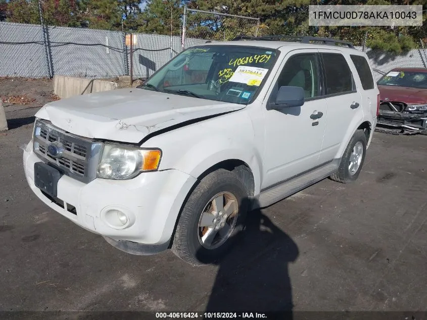 2010 Ford Escape Xlt VIN: 1FMCU0D78AKA10043 Lot: 40616424