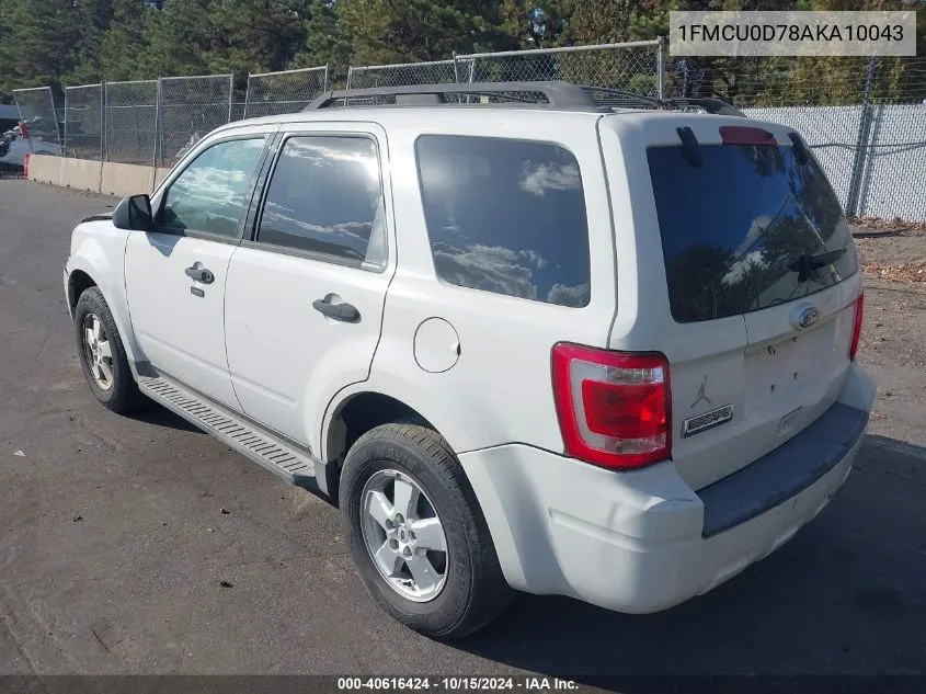 2010 Ford Escape Xlt VIN: 1FMCU0D78AKA10043 Lot: 40616424