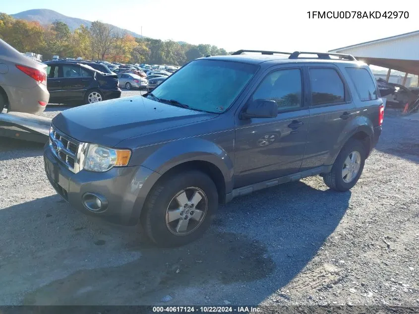 2010 Ford Escape Xlt VIN: 1FMCU0D78AKD42970 Lot: 40617124