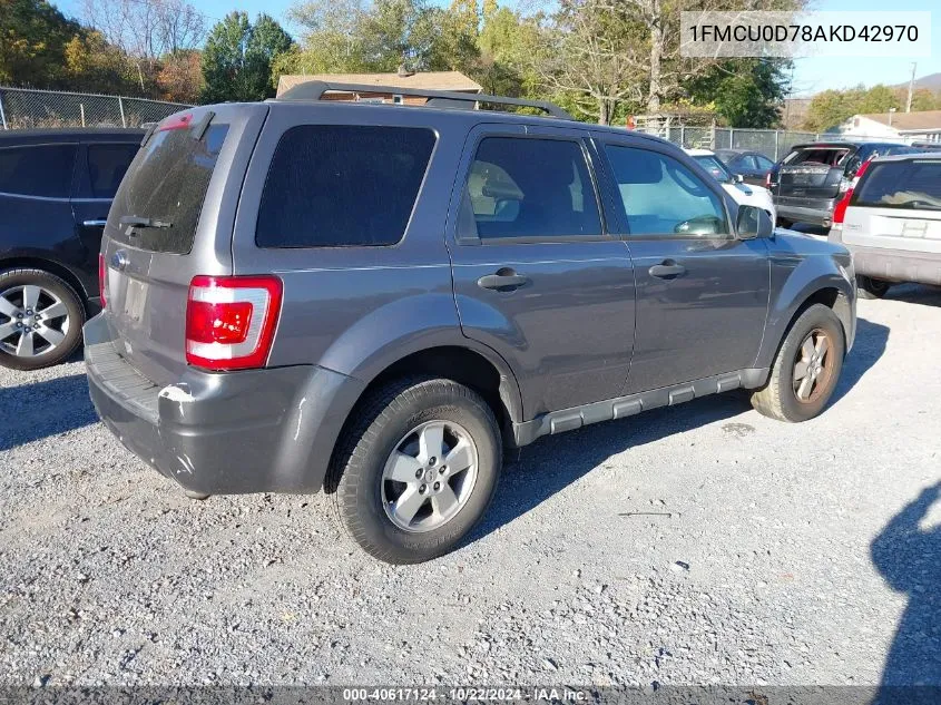 2010 Ford Escape Xlt VIN: 1FMCU0D78AKD42970 Lot: 40617124