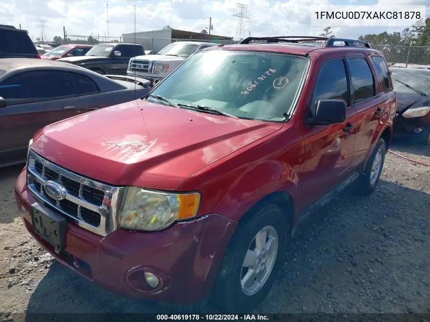 2010 Ford Escape Xlt VIN: 1FMCU0D7XAKC81878 Lot: 40619178