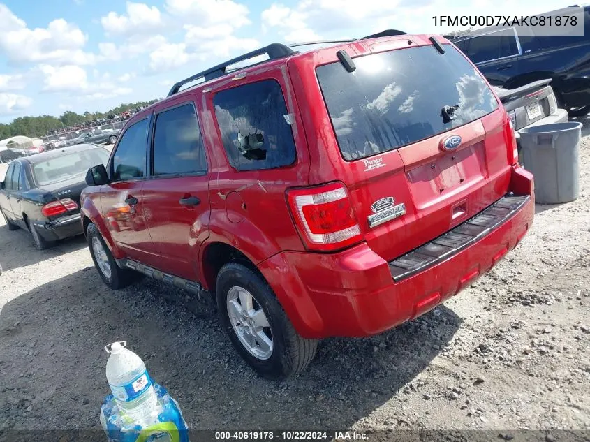 2010 Ford Escape Xlt VIN: 1FMCU0D7XAKC81878 Lot: 40619178