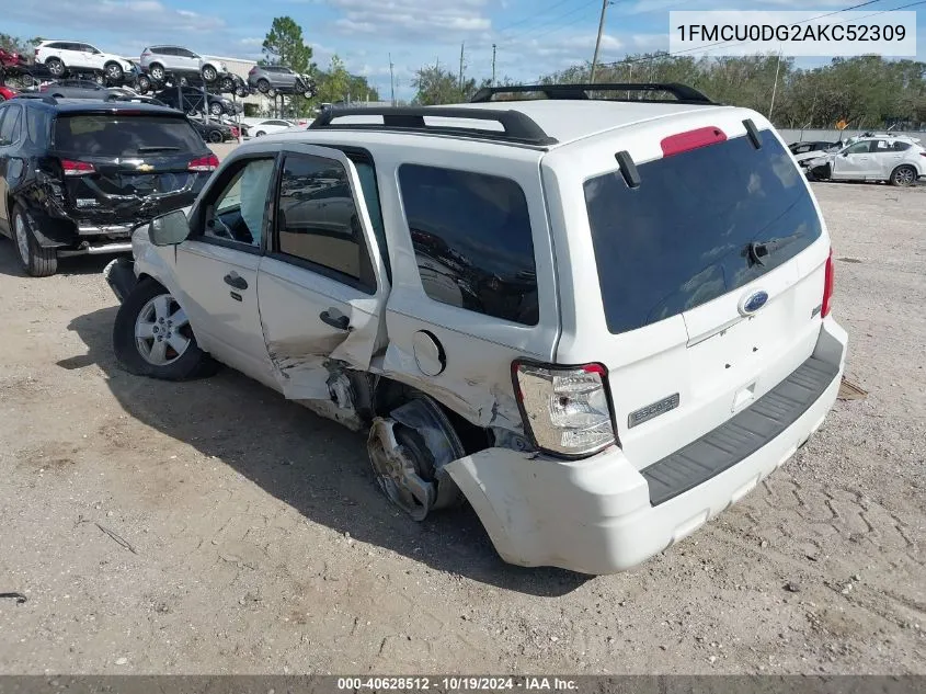 2010 Ford Escape Xlt VIN: 1FMCU0DG2AKC52309 Lot: 40628512