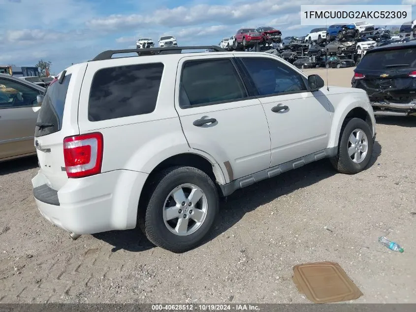 2010 Ford Escape Xlt VIN: 1FMCU0DG2AKC52309 Lot: 40628512