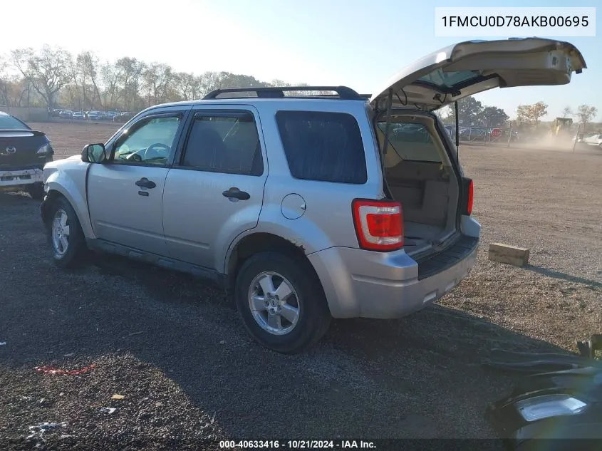 2010 Ford Escape Xlt VIN: 1FMCU0D78AKB00695 Lot: 40633416