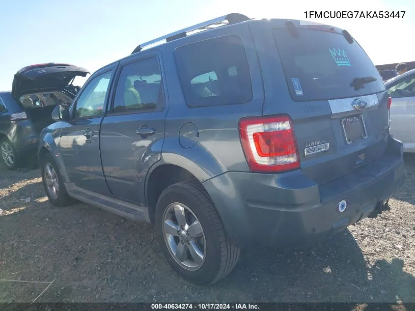 2010 Ford Escape Limited VIN: 1FMCU0EG7AKA53447 Lot: 40634274