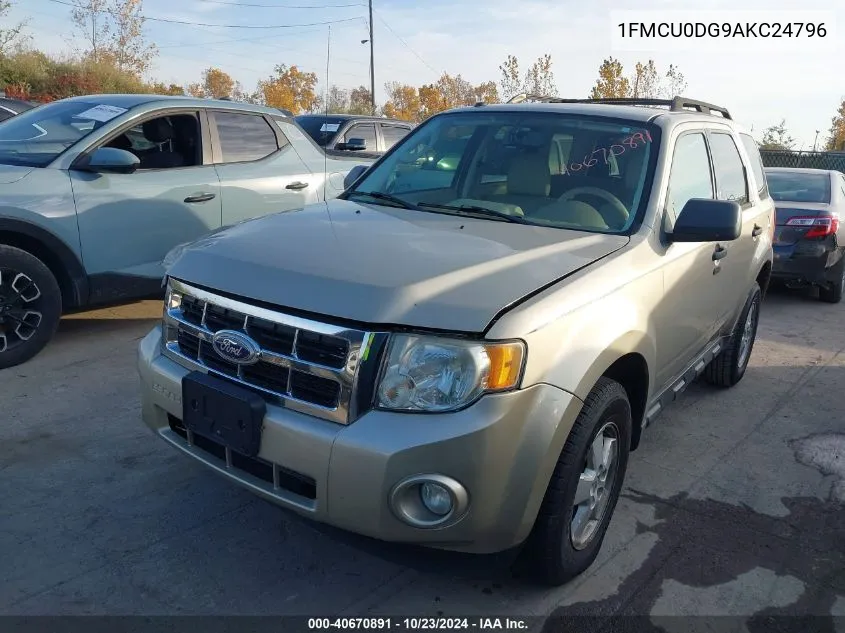 2010 Ford Escape Xlt VIN: 1FMCU0DG9AKC24796 Lot: 40670891