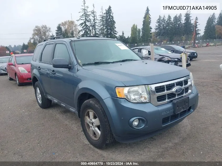 2010 Ford Escape Xlt VIN: 1FMCU0D71AKA14905 Lot: 40684775