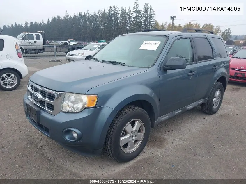 2010 Ford Escape Xlt VIN: 1FMCU0D71AKA14905 Lot: 40684775