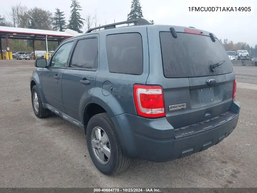 2010 Ford Escape Xlt VIN: 1FMCU0D71AKA14905 Lot: 40684775