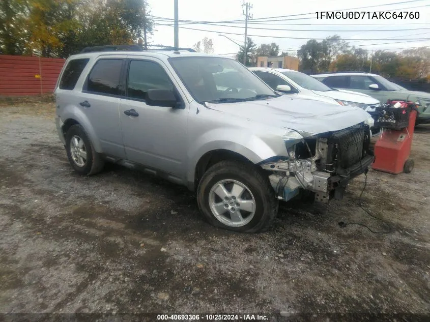 2010 Ford Escape Xlt VIN: 1FMCU0D71AKC64760 Lot: 40693306