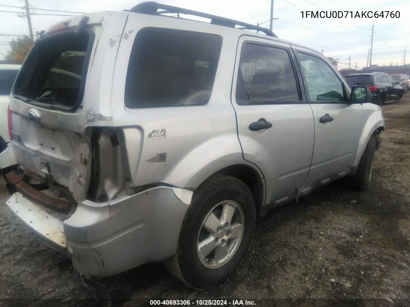 2010 Ford Escape Xlt VIN: 1FMCU0D71AKC64760 Lot: 40693306