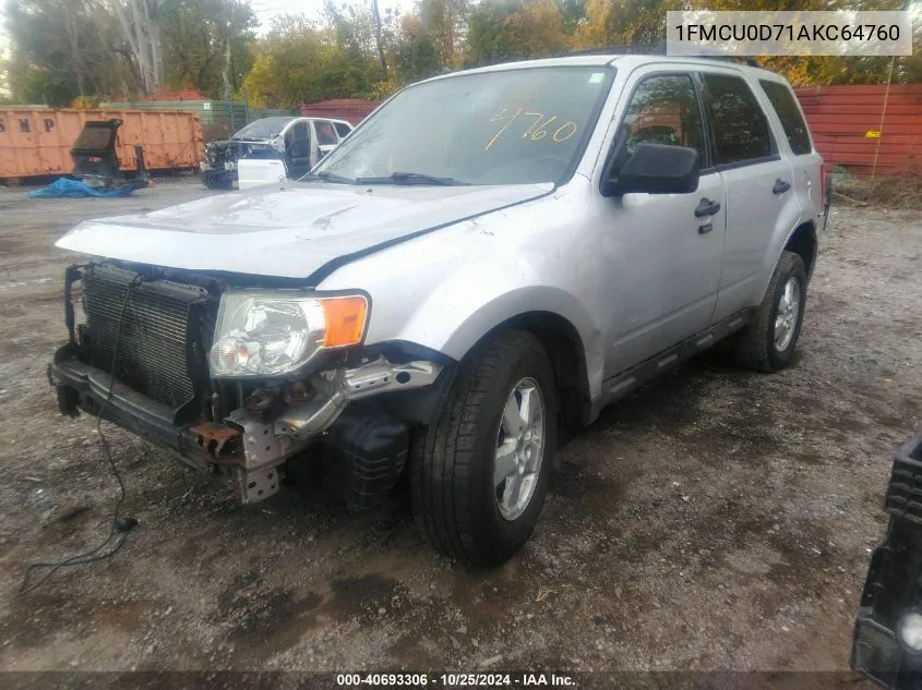 2010 Ford Escape Xlt VIN: 1FMCU0D71AKC64760 Lot: 40693306