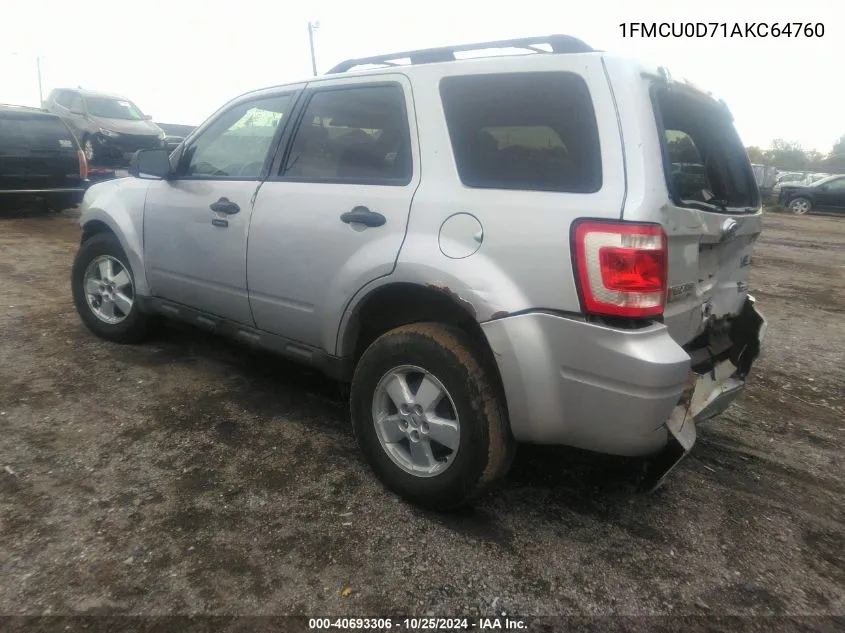 2010 Ford Escape Xlt VIN: 1FMCU0D71AKC64760 Lot: 40693306