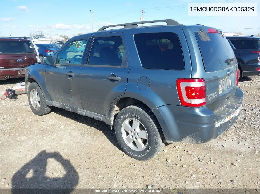 2010 Ford Escape Xlt VIN: 1FMCU0DG0AKD05329 Lot: 40702560