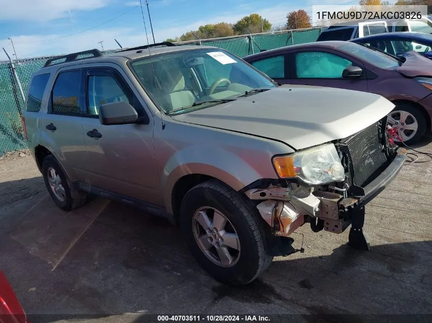 2010 Ford Escape Xlt VIN: 1FMCU9D72AKC03826 Lot: 40703511