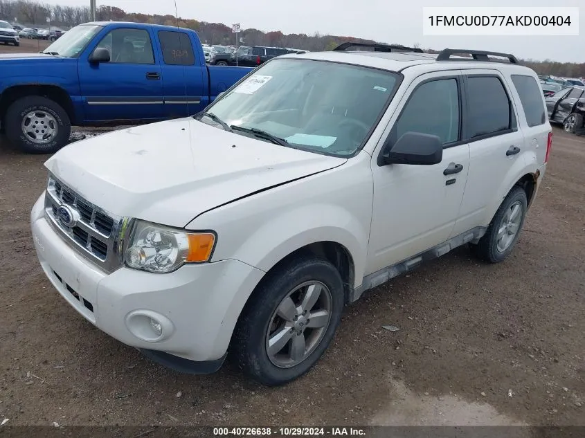 2010 Ford Escape Xlt VIN: 1FMCU0D77AKD00404 Lot: 40726638