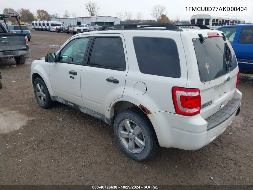 2010 Ford Escape Xlt VIN: 1FMCU0D77AKD00404 Lot: 40726638