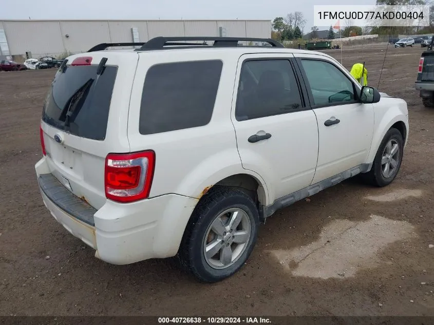 2010 Ford Escape Xlt VIN: 1FMCU0D77AKD00404 Lot: 40726638