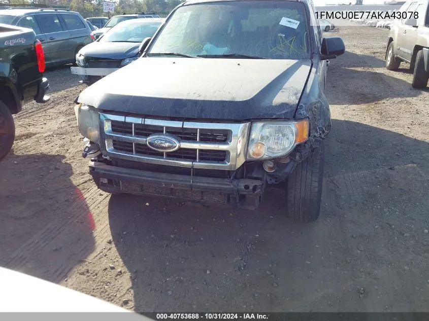 2010 Ford Escape Limited VIN: 1FMCU0E77AKA43078 Lot: 40753688