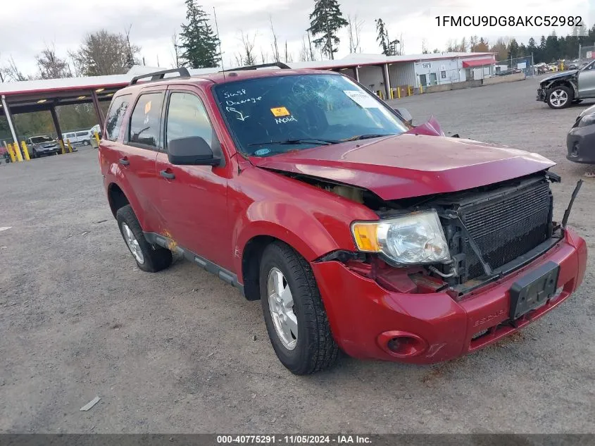 2010 Ford Escape Xlt VIN: 1FMCU9DG8AKC52982 Lot: 40775291