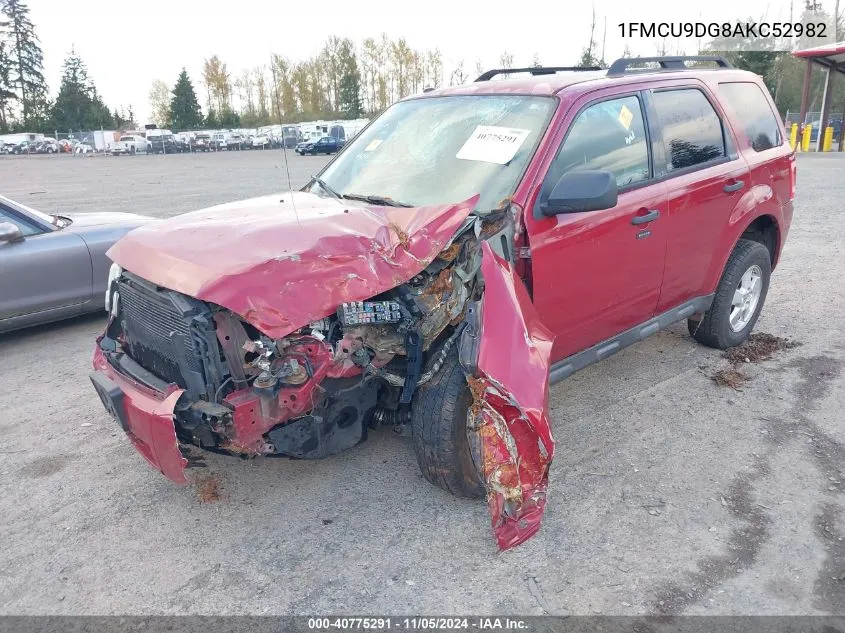 2010 Ford Escape Xlt VIN: 1FMCU9DG8AKC52982 Lot: 40775291