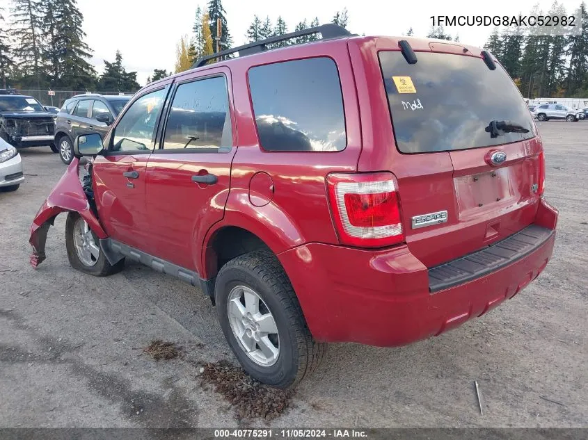 2010 Ford Escape Xlt VIN: 1FMCU9DG8AKC52982 Lot: 40775291